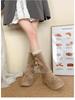 Women's Khaki Ankle Boots with Thick Sole, Chunky Heel, Elastic Slimming Fit, and Two-Way Wear for Spring