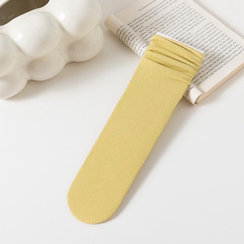 Damskie białe skarpetki do połowy łydki z jedwabiu lodowego: Cienki, Jednolity kolor, Aksamitny, Wiosna/Lato