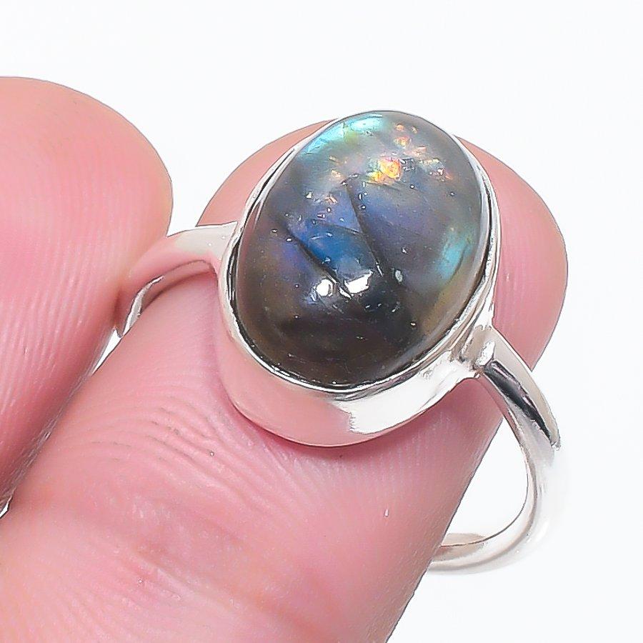 Labradorite Gemstone 925 Sterling Silver Jewelry Ring Size 7