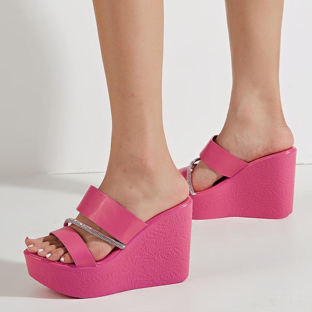 New Summer Platform Mules Sandals For Women Leisure High Heels Fashion Wedges Slip On Sandals Shoes Mules Slipper Dropship