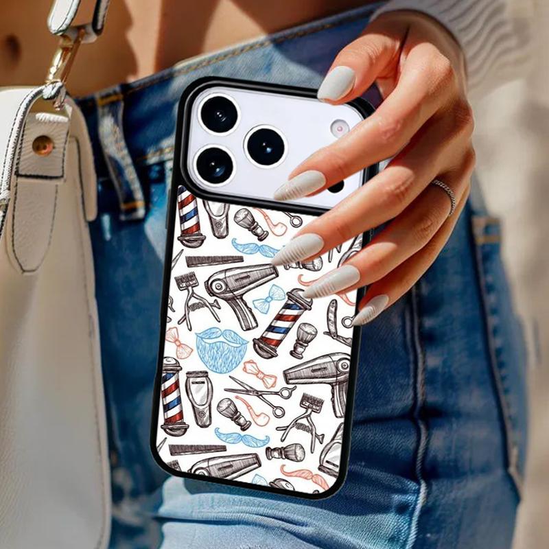 Barber Shop Hair Stylist Salon Bumper Phone Case For iPhone 17 Air 14 15 13 12 Max Cover For Apple 16 16e 11 Pro Max Plus