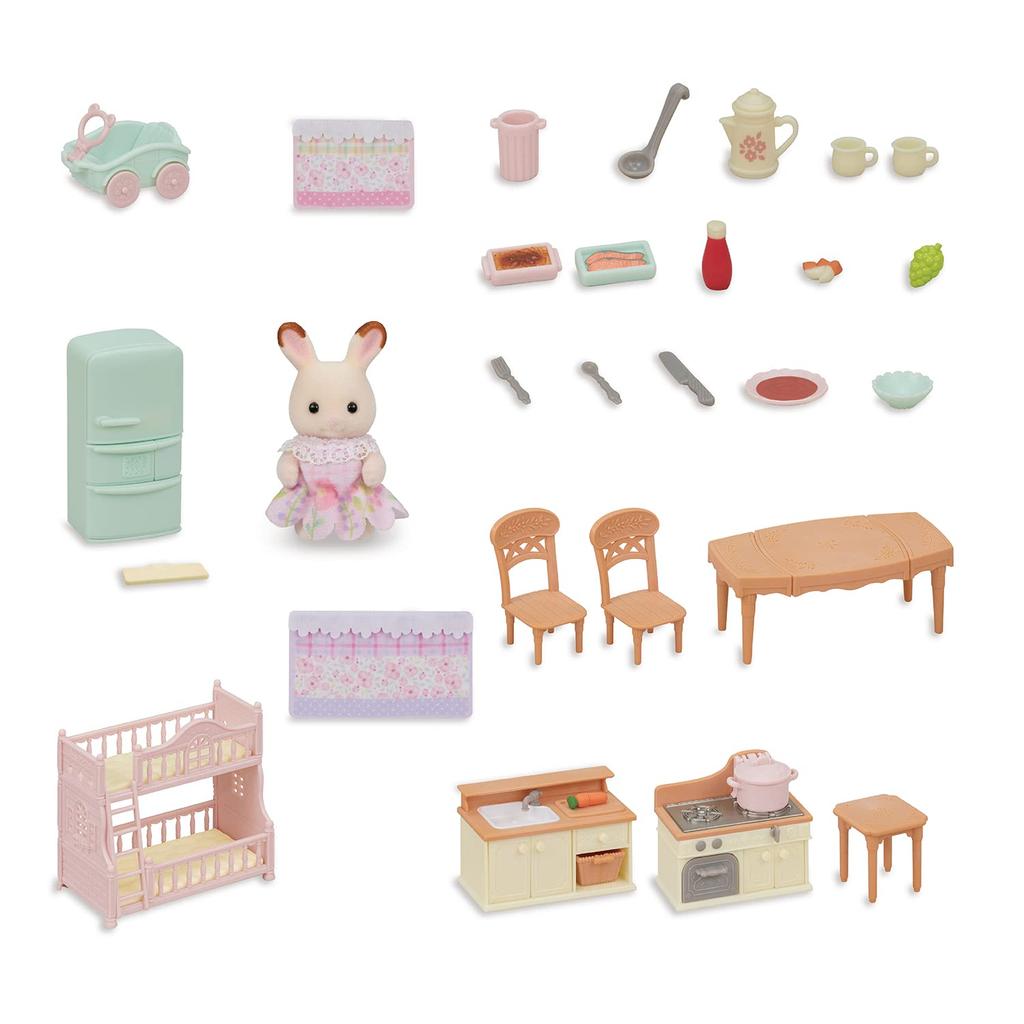 Epoch Sylvanian Families Set House with Red Roof Furniture Set ST Mark Certification 3 Years Old and Up Toy Dollhouse Sylvanian Families