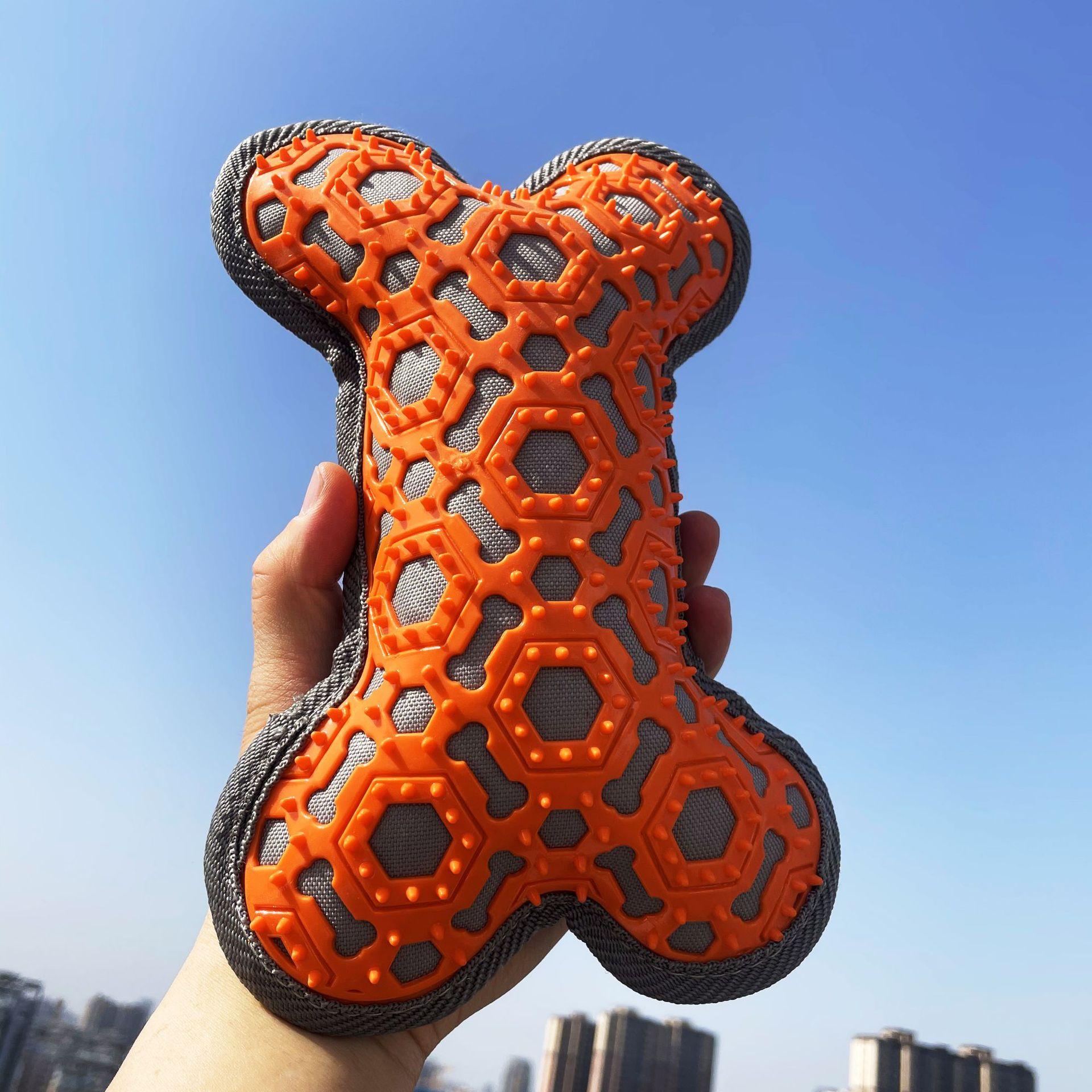 

Durable Squeaky Bone Chew Toy for Dogs - Noise-Making Pet Chewing Toy, Anti-Bite Interactive Puppy Toy, оранжевый