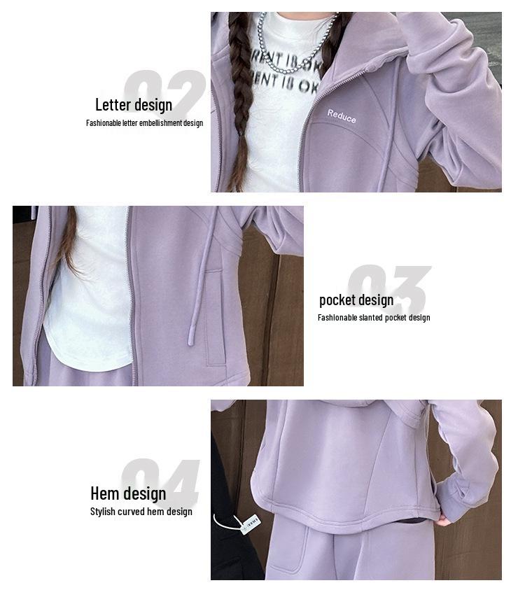 Ensemble Deux Pièces Fille 2025: Veste Sweat à Capuche & Pantalon Large pour Grands Enfants, Style Automne/Printemps