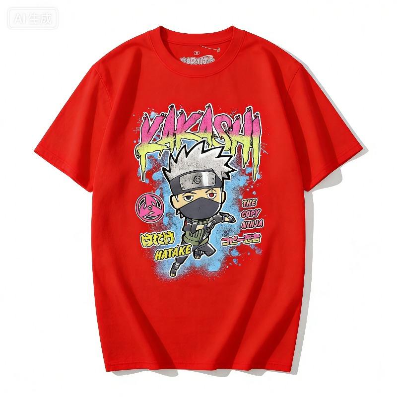 Trendy Childrens Tshirt Naruto Shippuden Pure Cotton Cartoon Printed Parentchild Outfit Round Neck Short Sleeved Shirt