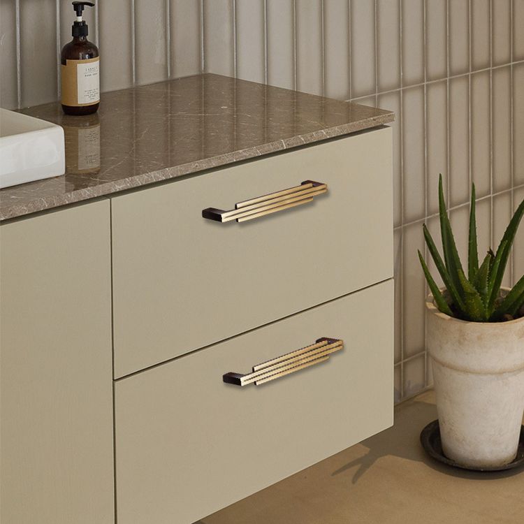 Modern Nordic Black Cabinet Handles Drawer Stripe Solid Brass Handle