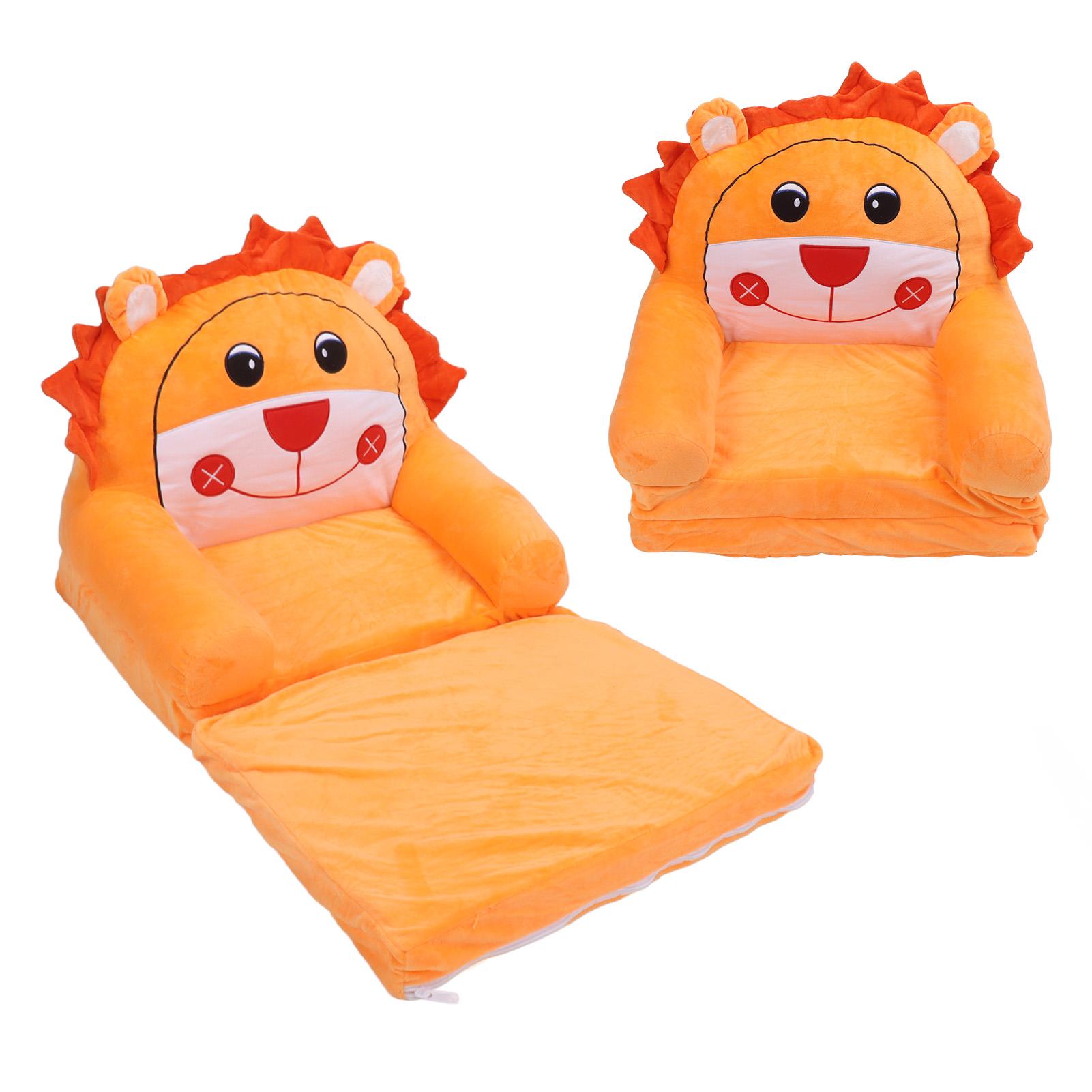 

Foldable Kids Sofa Soft Brthable Open Cartoon Animal Toddler Couch Bed for Living Room Bedroom Orange