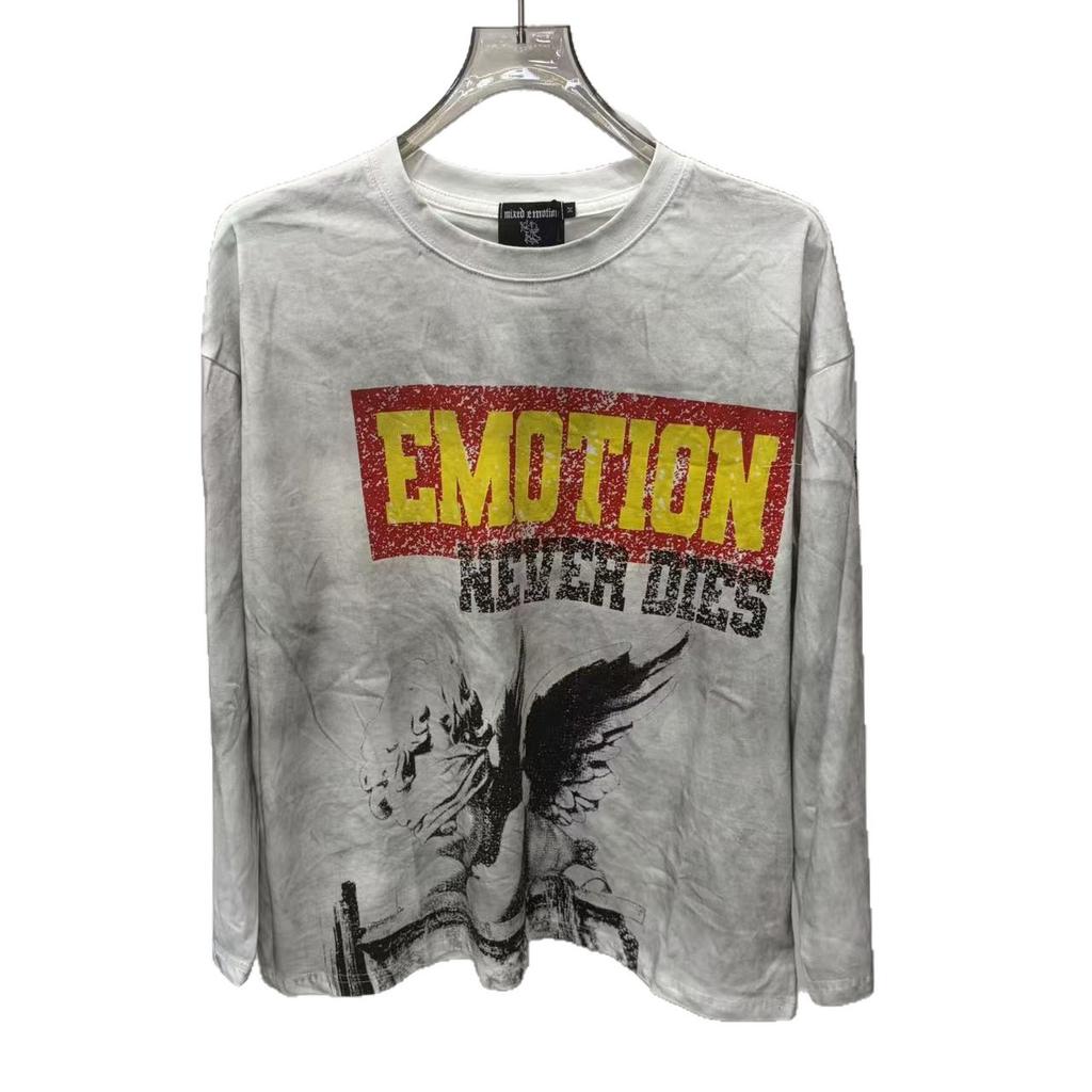 2026 Spring and Autumn New MIX Retro with Diamond Angel Letter Crew Neck Long Sleeve Men and Women of the Same Style, One Piece Will Be Sent In