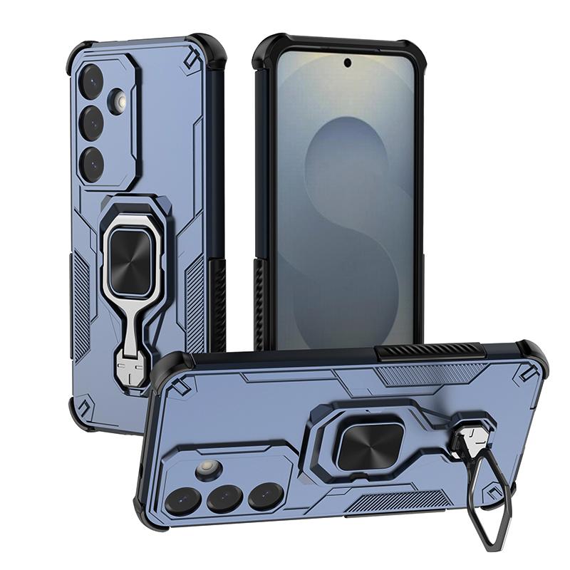 KEYSION Etui odporne na wstrząsy do Samsung S25 Ultra 5G Miękki silikon + PC Pionowy metalowy stojak na telefon Tylna obudowa do Galaxy S25+ Plus
