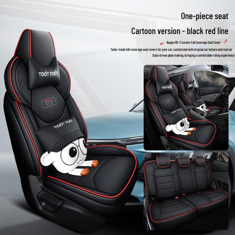 QQG Maßgefertigter Sportsitzbezug aus Leder für Baojun RS-3: Ganzjahres-Kissenpolster