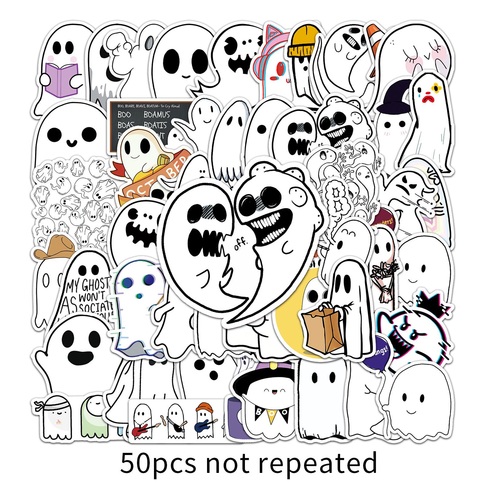 50 Ghost Graffiti Cartoon Halloween Stickers for Scooters & Luggage