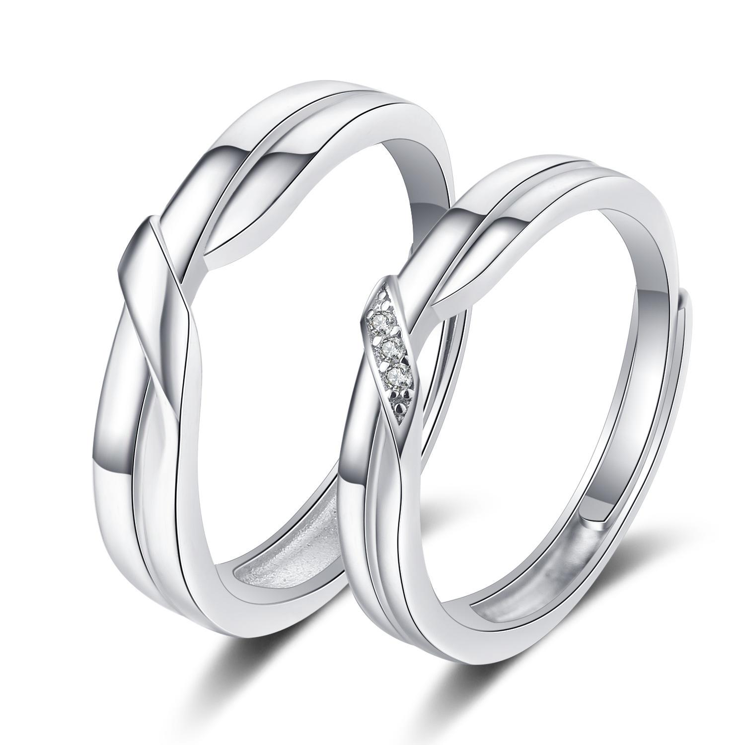 2 Stücke Liebhaber Paar Zirkon Einstellbare Ringe Liebe Strass Öffnung Ring Für Männer Frauen Hochzeit Verlobung Romantische Schmuck Geschenke Resizable