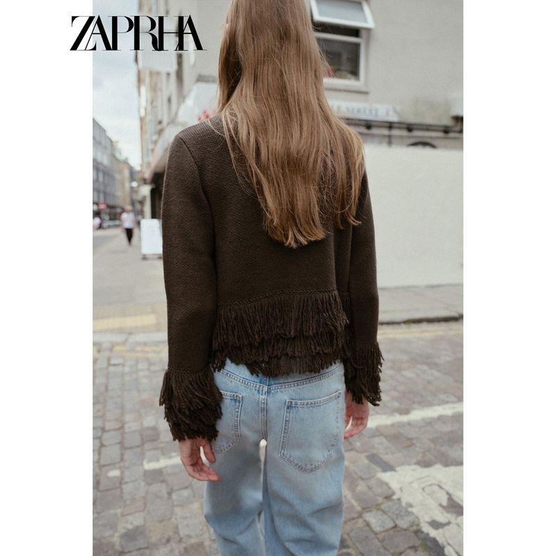 Zaprha 2025 Autumn New Unique Beautiful Tassel Button Knitted Outerwear Women Cardigan All-Match 6427109