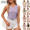 Women's Fashion Casual Solid Color Print Sleeveless V Neck Blouses & Shirts