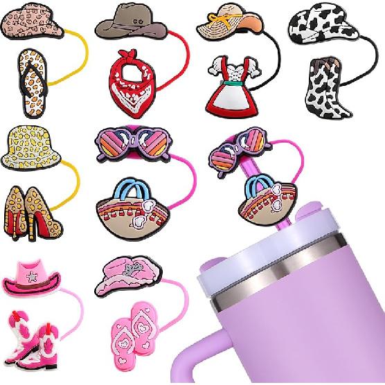 10mm Straw Covers for Stanl-ey Cup, 8 Pcs Reusable Stanl-ey Cups Straw Toppers, Dust-Proof Straws Covers Caps for Stanl-ey Tumblers Decoration Summer Style