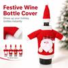 Christmas Wine Bottle Cover Set with Santa, Snowman and Bear Figurines, Holiday Table Decor