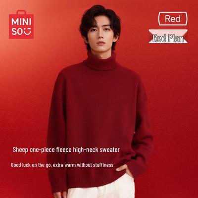 MINISO Men's Winter Fleece-Lined High-Neck Sweater