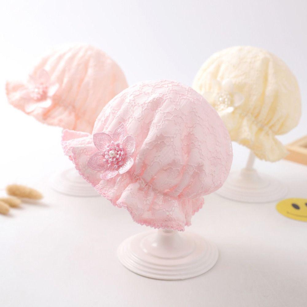 

Lace Baby Bucket Hat Outdoor Kids Sunshade Hat Sunscreen Fisherman Hat Newborn рожевий