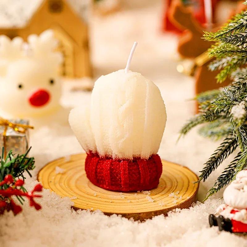 1pc Creative Christmas Gloves Candle Handmade Scented Candle Aromatherapy Soy Wax Candles Party Guest Gifts Home Decoration