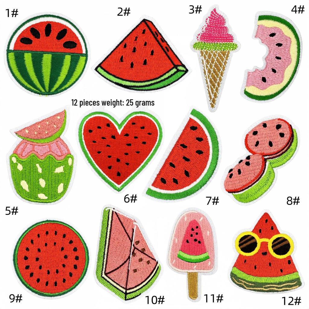 Cartoon Watermelon Embroidered Patch for Clothing & Bags - Heat Adhesive