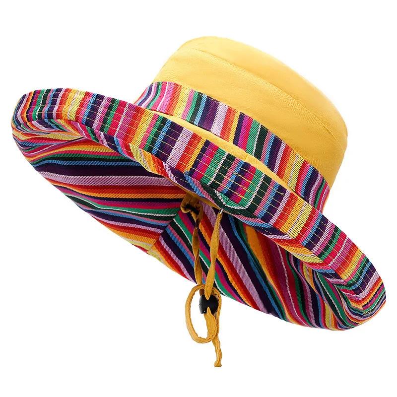 New Unisex Sun Hats Women Summer Double Side Bucket Hat Girl Pure Color Panama Fedoras Outdoor Fisherman Hat Visor Basin Cap