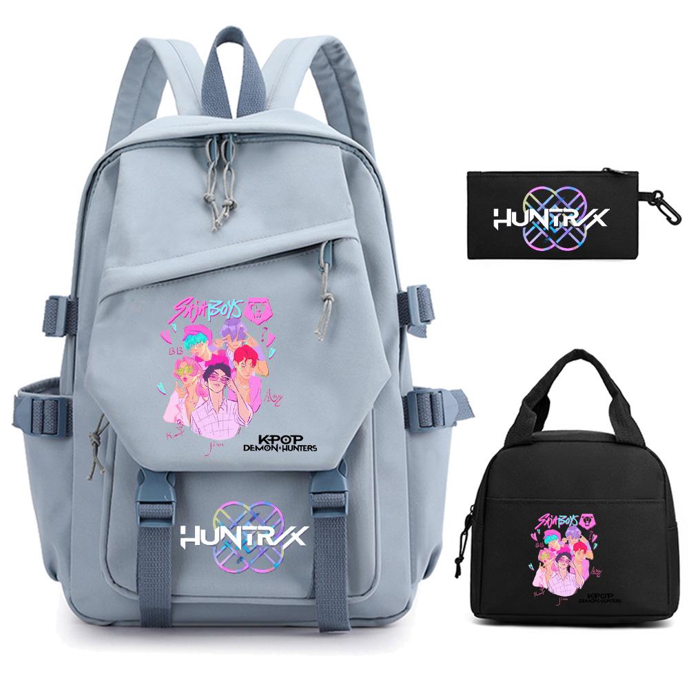 3Pcs/set K-pop Demon Hunters Printed Backpack for Teenger Boy Girl Large Capacity Schoolbag Children Student Bookbag Women Waterproof Travel Bag