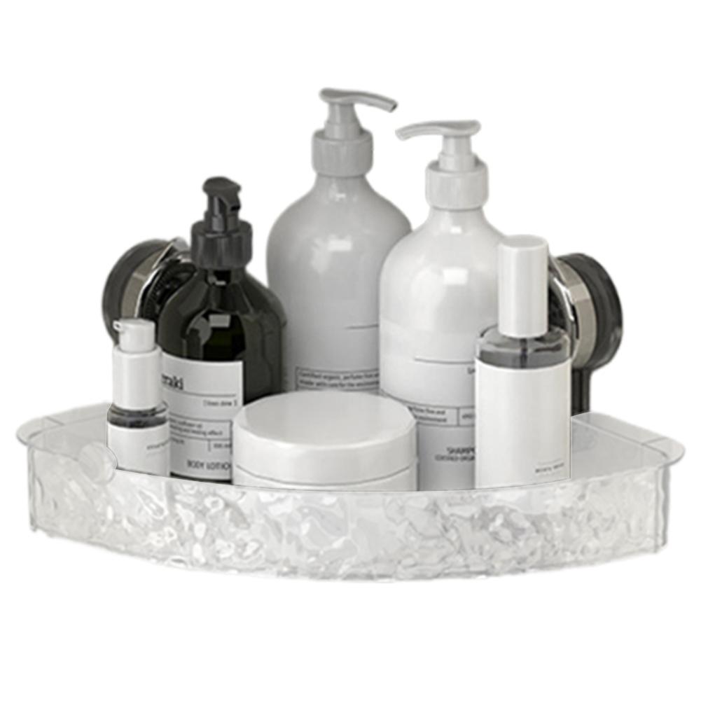Suction Cup Shelf Luxury Style Wall Mounted Organizer Shelf Multifunctional No Drill Clear Wall Caddy for Bathroom Kitchen