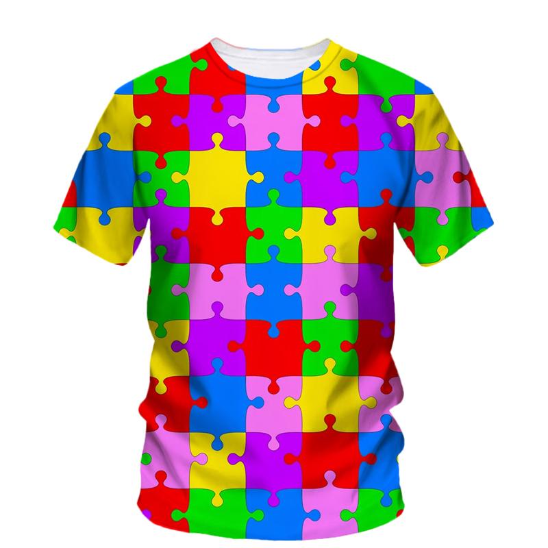 Trendiga Nya Roliga Splicingspel grafiska t-shirts För Unisex Sommar Casual Mode Personlighetstryckta harajuku O-hals Oversize T-shirts
