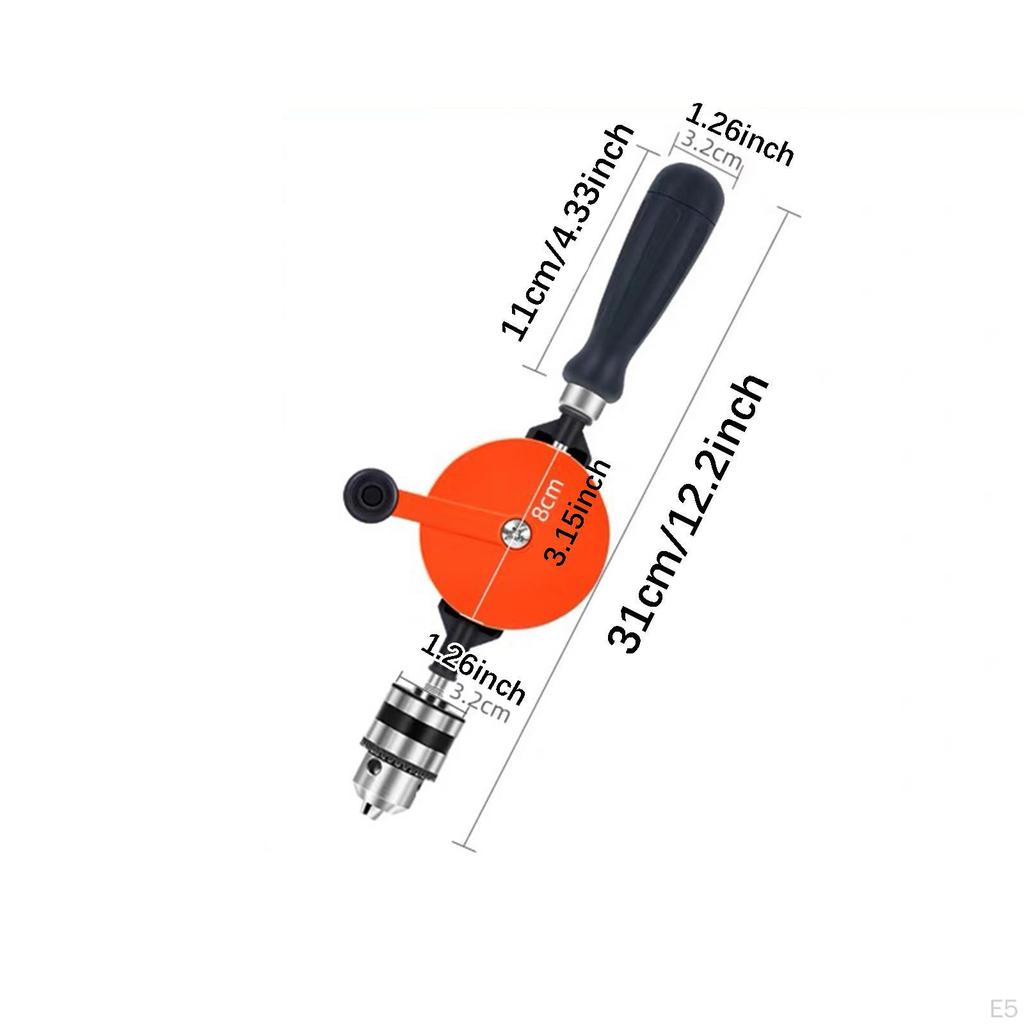 Crank Drill Double Gear System Comfortable Anti Skid Handle Handheld Portable for PVC Metal