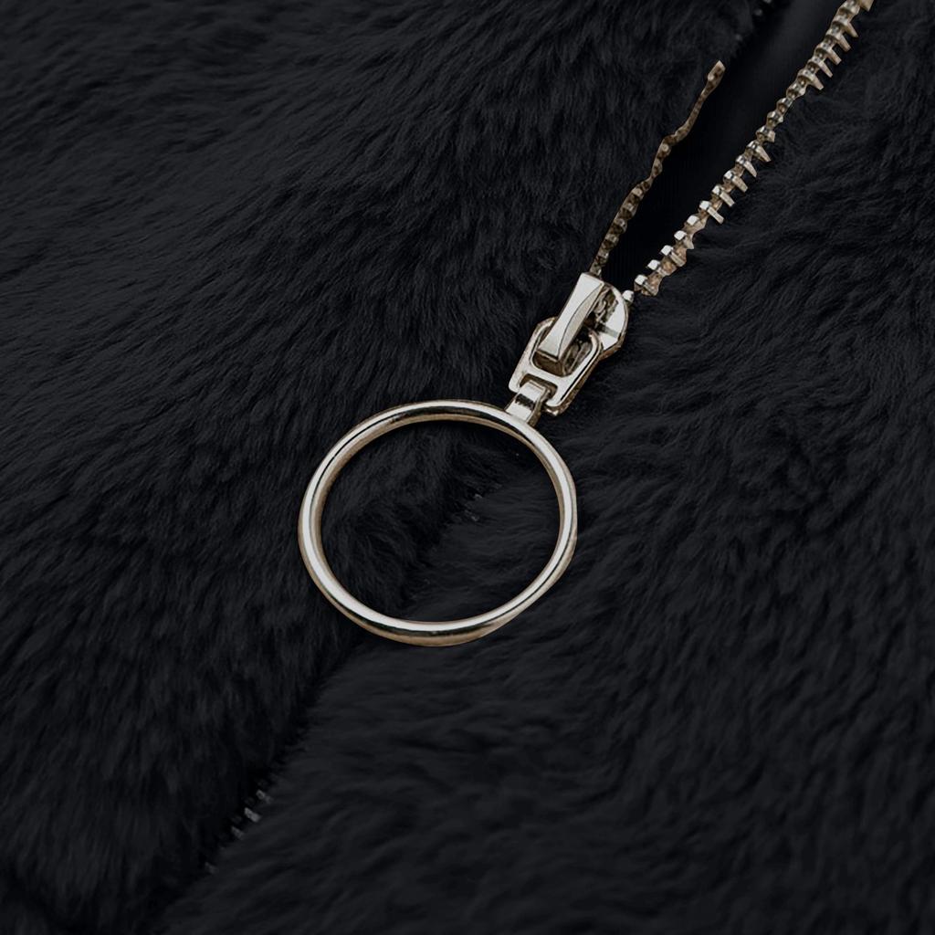 Women's Fashion Winter Solid Color Zipper Cardigan Plush Warm Short Jacket Coat