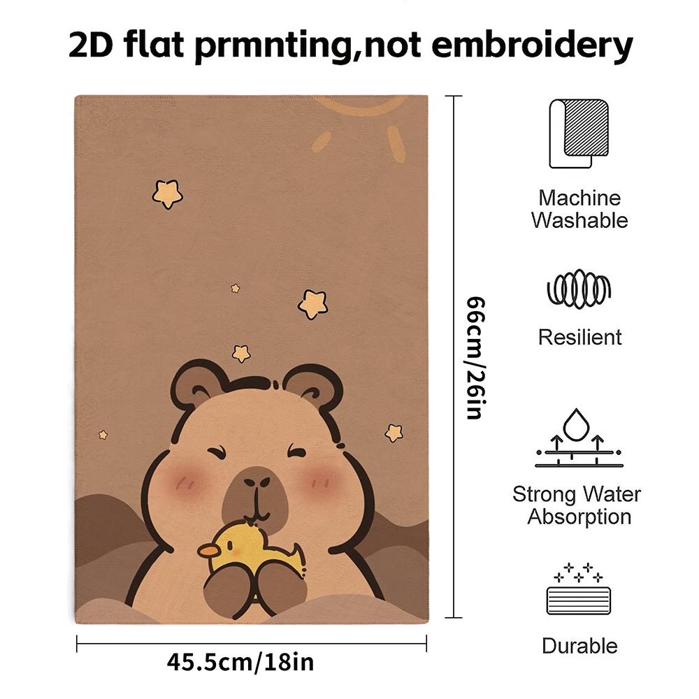 Capybara And Little Duck Print Towel, Soft Absorbent Face And Shower Towel