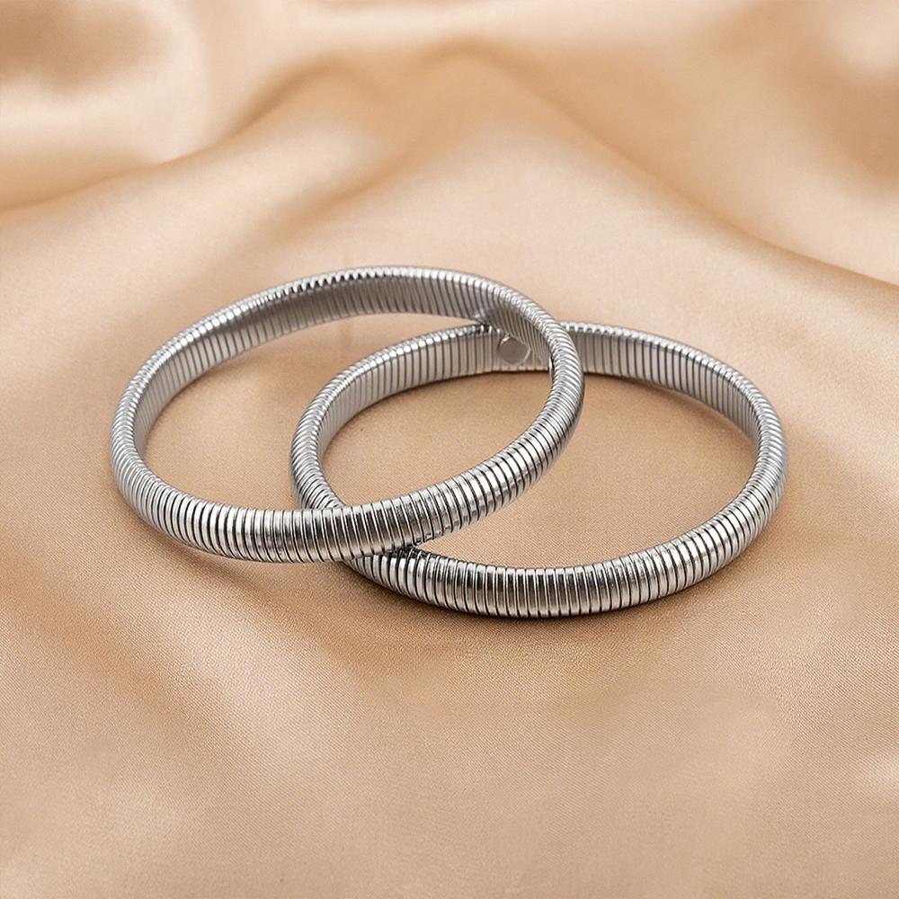 Elastic Stainless Steel Bangle Flex Snake Chain Cuff Bracelet Gold Plated Thick Wide Bracelet Wristband Trend Jewelry Women Gift