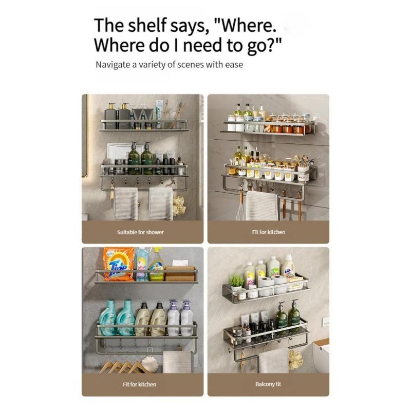 Koupelnový stojan Koupelnová polička Toaleta Prostor Hliník Závěsný stojan Koupelnový organizér Zavěsit na zeď