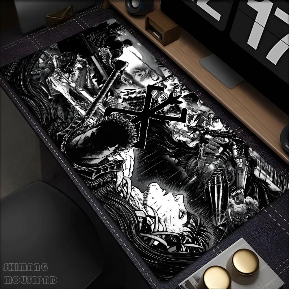 Großes Mauspade Anime Berserk Gamer Tastatur Mausepad Große Gummi Gaming Matte Guts Schwert in Berserk Mauspade PC Schreibtisch Mädchen Schrank