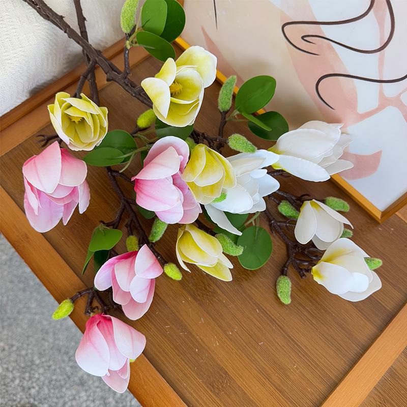 Chinese Style Magnolia Artificial Flower Decoration for Living Room and Dining Table