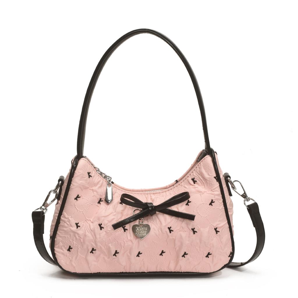 Niche Design Bow Underarm Bag Women's 2025 New Handbag Fashion Shoulder Messenger Bag Sweet Baguette Bag