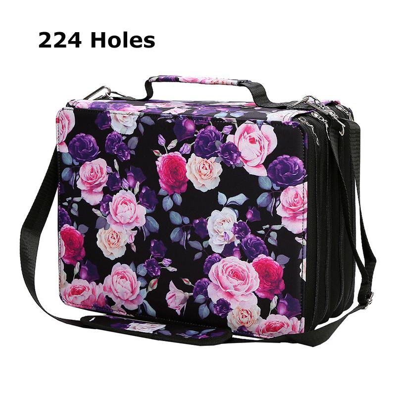 168/224 Holes Portable Colored Pencil Case Felt Kit Marker Storage Bag Large Capacity Stationery Holder Student School Supplies