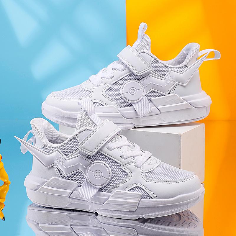 Kinderleichte und trendige Jungen- und Mädchen-Sportschuhe mit weicher Sohle, Pikachu-weiße Schuhe, Mesh-Schuhe, heiß