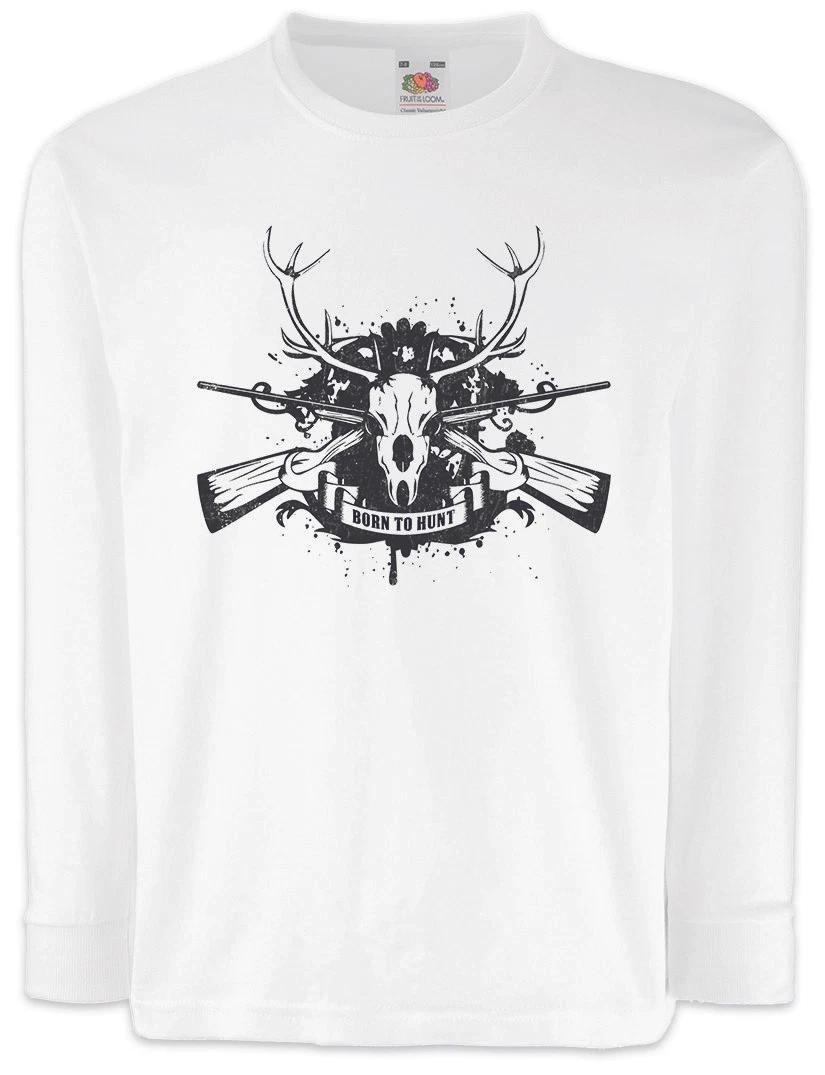BORN TO HUNT Kinder Langarm kids boys T-Shirt Hunter Deer Bear Hunting Sport Rack Rifle 110
