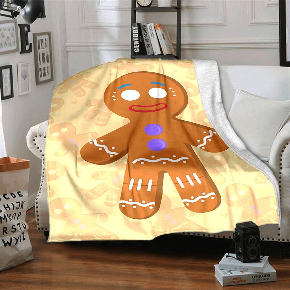 1pc Gingerbread Man Blanket Warm, Cozy, And Soft, Suitable for Sofas, Beds, Cars, And Office Use.Perfect for Camping And Travel, Making It a Great Gif