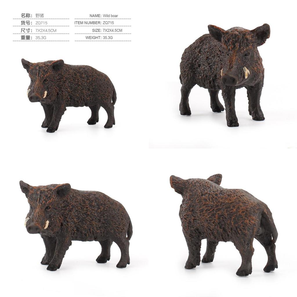 Realistic Pvc Wild Boar Sculpture For Nature Scene Craft And Gift