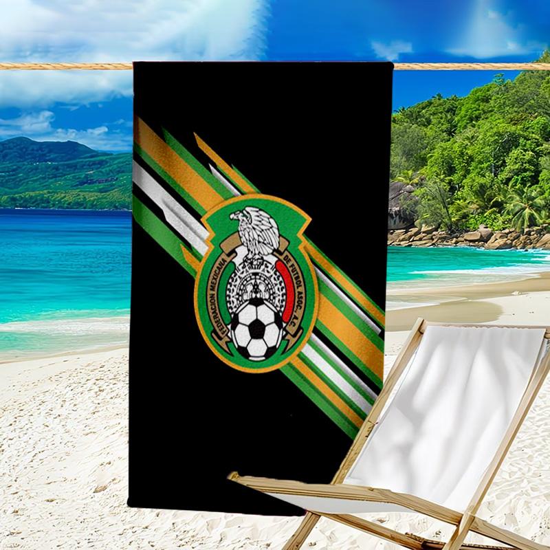 Mexico Football Team Emblem Printed Beach Towel, Super Soft Microfiber, Perfect Gift Birthday, for Pool, Beach, Travel, for Family and Friends