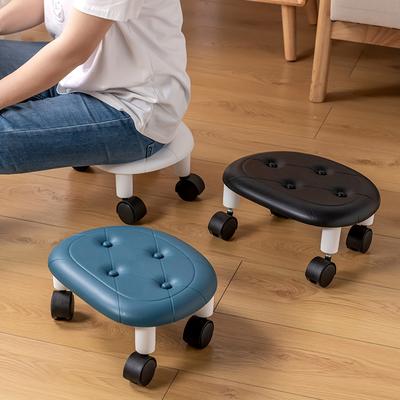 1pc Rolling Low Stool with Wheels, Durable Plastic Footstool for Entryway Bath, Shoe Changing & Organization