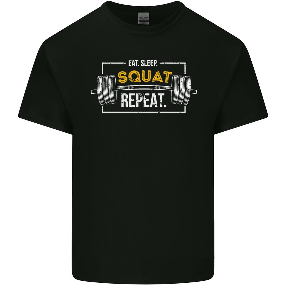 Eat Sleep Squat Repeat Gym Training Top Mens Light Cotton T-Shirt Unisex T-Shirt