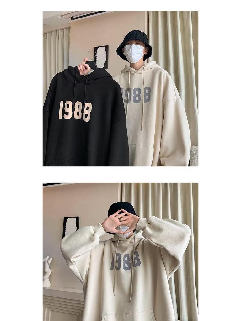 Herren Trendy Lockerer Kapuzenpullover mit Aufdruck - Herbst/Winter 2022 Plus Samt Pullover Sweatshirt