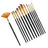12pcs Black Wooden Pole Nylon Hair Paint Brush Set Art Craft Painting Watercolor Brush Kit