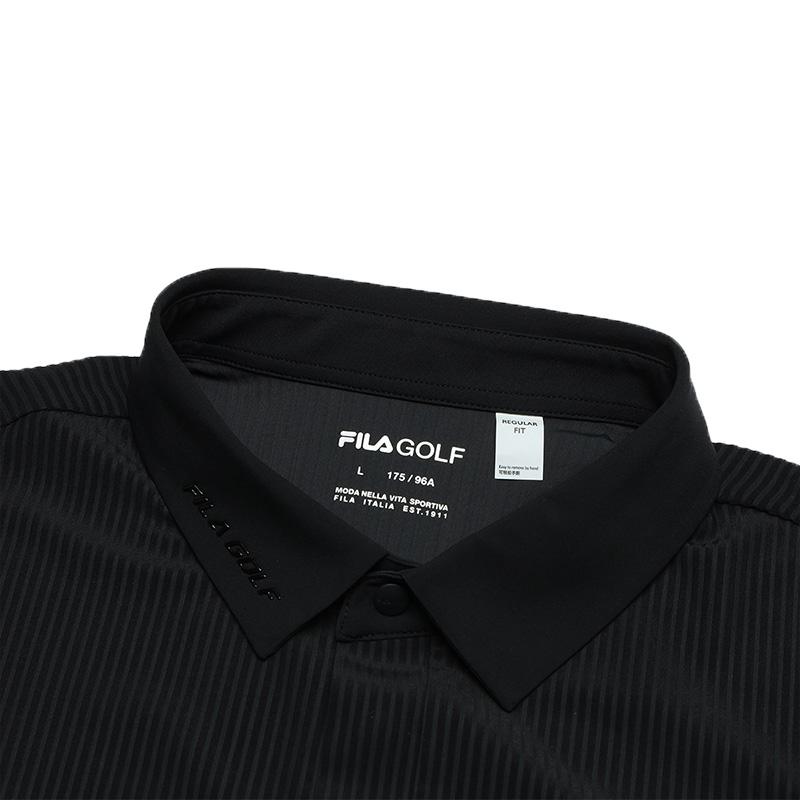 FILA Golf Series Casual Knitted Short Sleeve Polo Shirt Men Polo Shirts Deep-Black A11M425110FBK