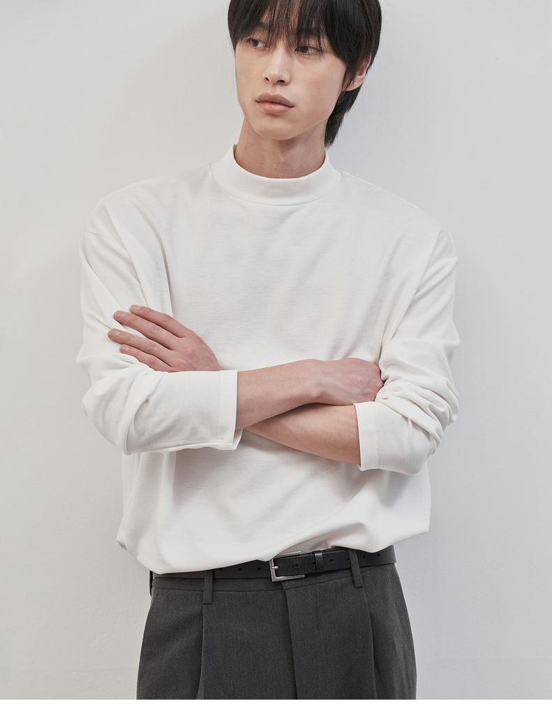 WORK ON BODY OFF Rested Semi-Overfit Mock Neck Knit [White]