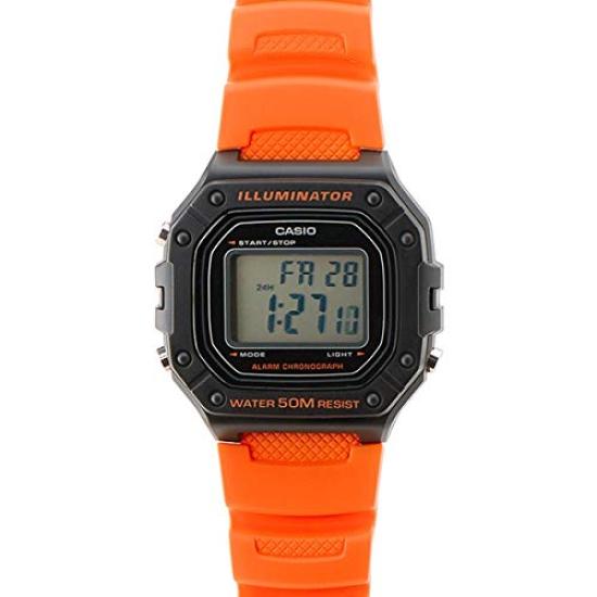 Casio STANDARD DIGITAL Wristwatch for Men and Black and Orange W-218H-4B2 Women, Affordable, [Used]