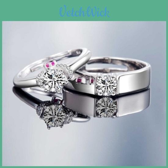 Elegant Korean Style Adjustable Couple Rings With Platinum Plating For Wedding